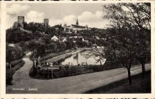 Ak Kohren Sahlis Frohburg in Sachsen, Blick auf den Ort, Burgruine, Kirche