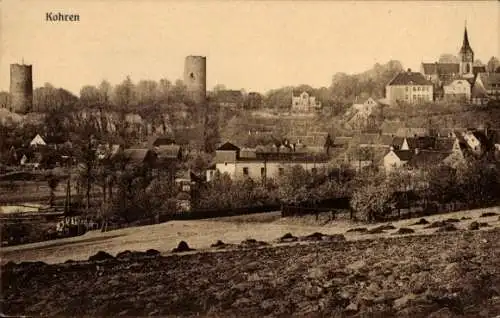 Ak Kohren, Blick zum Ort, Kirche, Türme, Felder