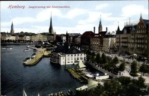 Ak Hamburg Mitte Altstadteg mit Alstepavillon