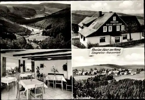 Ak Langewiese Winterberg im Sauerland, Pension Haus am Hang, Gastraum, Panorama