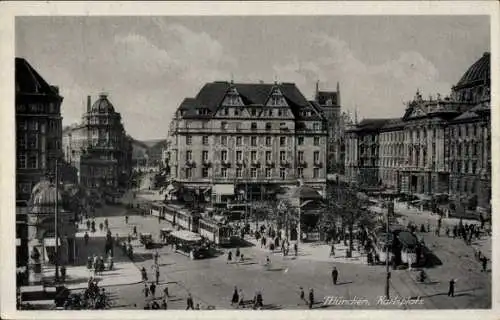 Ak München, Karlsplatz, Straßenbahnen