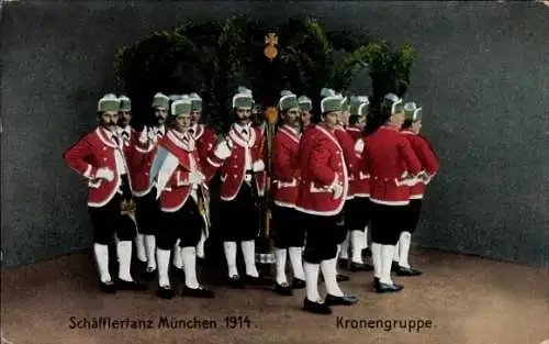 Ak München Bayern, Schäfflertanz 1914, Kronengruppe