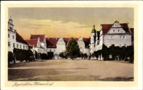 Ak Wermsdorf, Blick zum Jagdschloss hin 