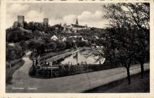 Ak Kohren Sahlis Frohburg in Sachsen, Blick auf den Ort, Burgruine, Kirche