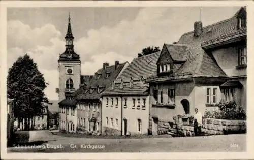 Ak Scheibenberg Sachsen, Große Kirchgasse