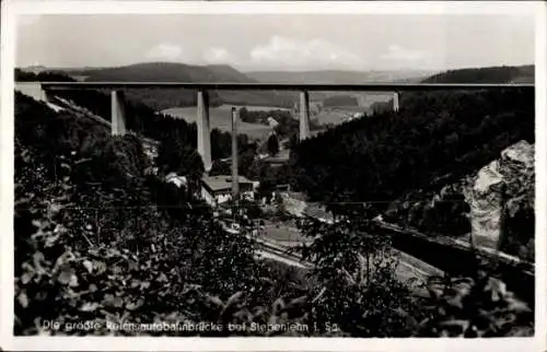 Ak Siebenlehn Großschirma in Sachsen, Autobahnbrücke Muldental, Panorama