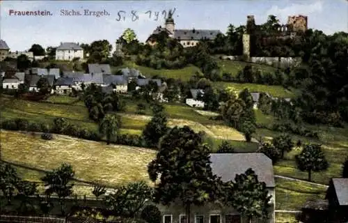 Ak Frauenstein im Erzgebirge, Blick auf die Stadt, Burgruine