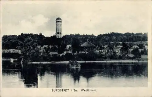 Ak Burgstädt in Sachsen, Wettinhain, Wasserpartie