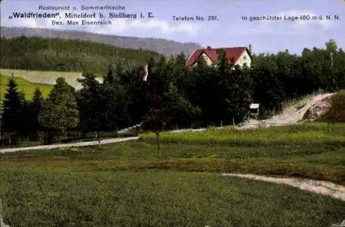 Ak Mitteldorf Stollberg im Erzgebirge, Gasthaus Waldfrieden