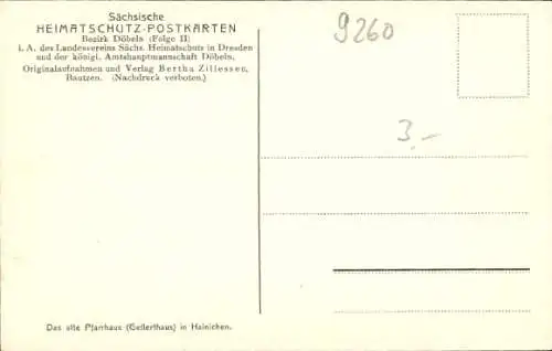 Ak Hainichen in Sachsen, Altes Pfarrhaus, Fontäne