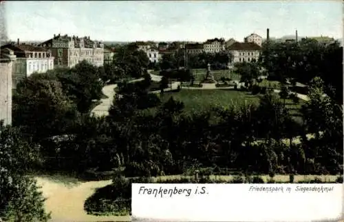 Ak Frankenberg in Sachsen, Friedenspark mit Siegesdenkmal