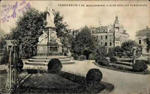 Ak Frankenberg an der Zschopau Sachsen, Siegesdenkmal u. Blick nach der Humboldtstraße