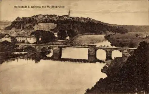 Ak Hohnstädt Grimma in Sachsen, Partie an der Mulde mit Blick auf Brücke