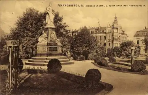 Ak Frankenberg an der Zschopau Sachsen, Siegesdenkmal u. Blick nach der Humboldtstraße