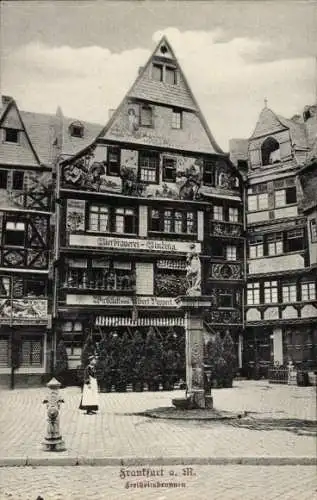 Ak Frankfurt am Main, Freiheitsbrunnen, Bierbrauerei Binding, Wirtschaft von Albert Pappert