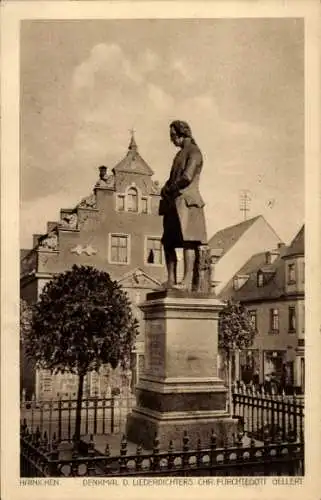 Ak Hainichen in Sachsen, Denkmal des Liederdichters Christian Fürchtegott Gellert