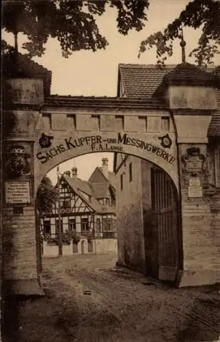 Ak Kupferhammer Grünthal Olbernhau im Erzgebirge Sachsen, Sächs. Kupfer u. Messingwerke F. A. Lange