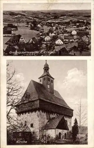 Ak Großrückerswalde Erzgebirge,Blick auf Kirche,Häuser