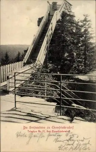 Ak Ehrenfriedersdorf, Greifensteine, Treppe, Aussicht