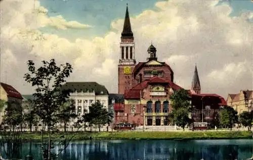 Ak Kiel in Schleswig Holstein, Blick auf das Stadttheater, Rathaus