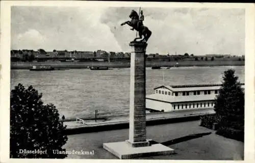 Ak Düsseldorf am Rhein, Ulanendenkmal