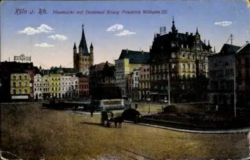 Ak Köln am Rhein, Heumarkt mit Denkmal König Friedrich Wilhelm III