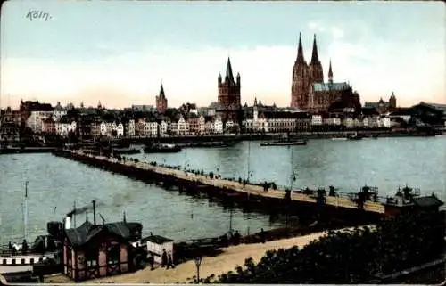 Ak Köln am Rhein, Rheinansicht, Dom, Brücke