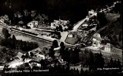 Ak Hölle Naila im Frankenwald, Fliegeraufnahme, Hotel König David, Inh. Heinrich Preußner