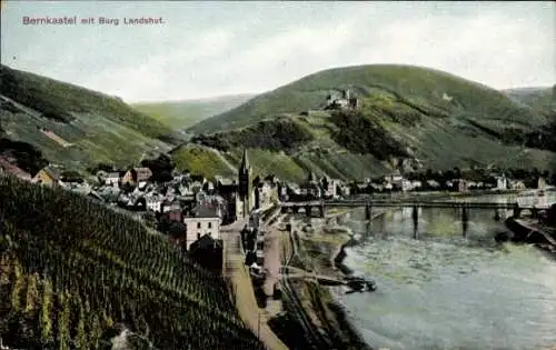 Ak Bernkastel Kues,Blick auf Ort, Burg Landshut