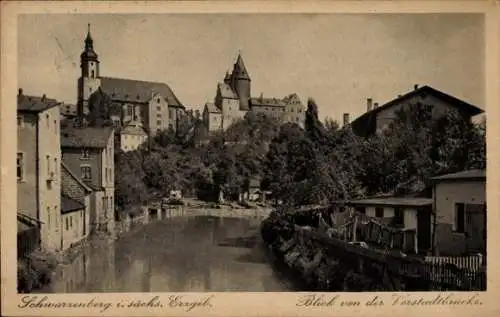 Ak Schwarzenberg im Erzgebirge Sachsen, Blick von der Vorstadtbrücke