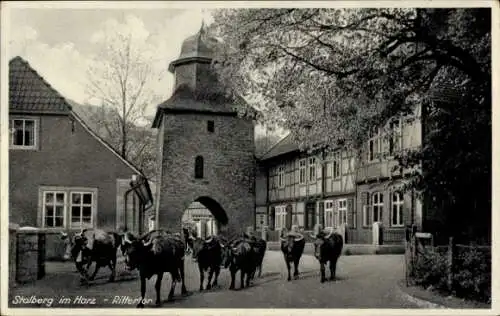 Ak Stolberg Harz, Rittertor, Ochsentrieb, Wohnhäuser