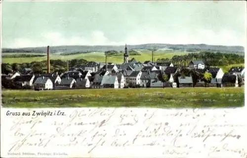 Ak Zwönitz im Erzgebirge Sachsen, Blick zum Ort