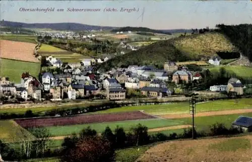 Ak Obersachsenfeld Schwarzenberg im Erzgebirge, Totalansicht