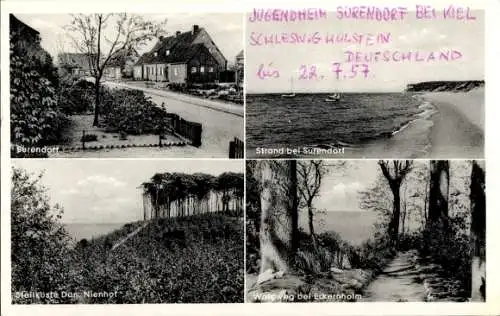 Ak Surendorf Schwedeneck Schleswig Holstein, Wohnhäuser, Strand, Steilküste Dän. Nienhof, Eckernholm