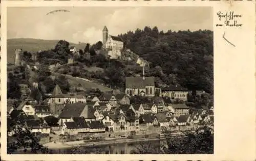 Ak Hirschhorn am Neckar Hessen, Blick auf den Ort und die Burg