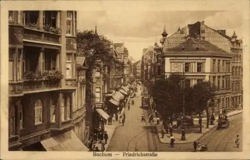 Ak Bochum im Ruhrgebiet, Friedrichstraße, Straßenbahn