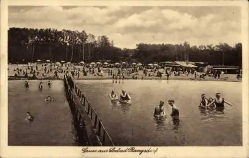 Ak Rangsdorf in Brandenburg, Seebad, Badegäste im Wasser