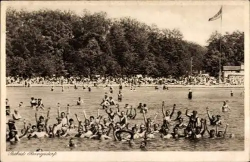 Ak Rangsdorf in Brandenburg, Seebad, Badegäste im Wasser