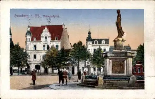 Ak Homberg Duisburg am Rhein, Bismarckplatz, Denkmal