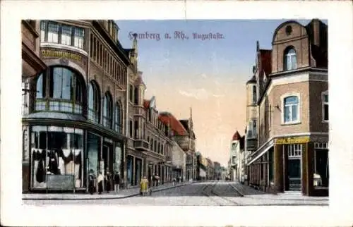 Ak Alt Homberg Duisburg N, Blick in die Augustastraße, Geschäfte Fritz Geiseler, D. Nünninghof