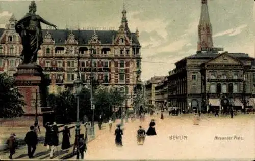 Ak Berlin Mitte, Alexanderplatz, Grand Hotel, Kontobücherfabrik L. Juergens, Pianoforte Fabrik