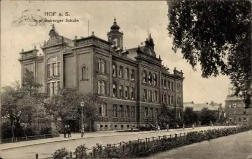 Ak Hof an der Saale Oberfranken Bayern, Sophienberger Schule