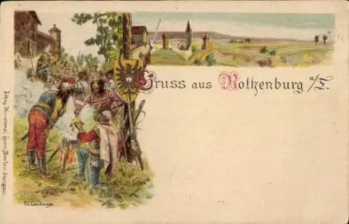 Künster Ak Cronberger, Rothenburg ob der Tauber Mittelfranken, Totale, Wappen