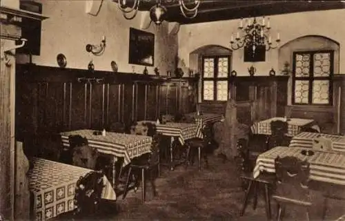 Ak Rothenburg ob der Tauber Mittelfranken, Weinrestaurant, Cafe, Baumeisterhaus, Innenansicht