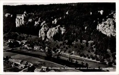 Ak Nußhausen Riedenburg in Niederbayern, Schloss Prunn, Fliegeraufnahme
