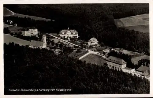 Ak Rummelsberg Schwarzenbruck in Mittelfranken Bayern, Anstalten, Fliegeraufnahme