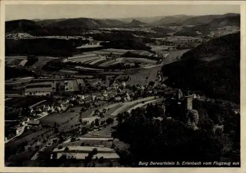 Ak Erlenbach bei Dahn in der Pfalz, Burg Berwartstein, Fliegeraufnahme