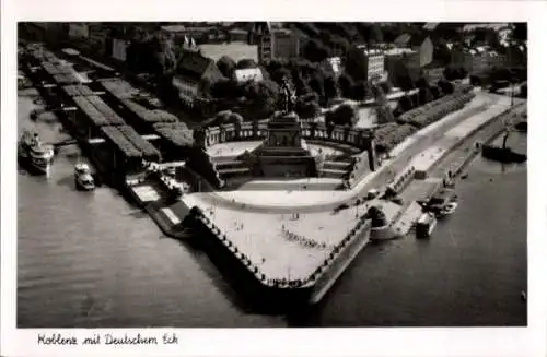 Ak Koblenz am Rhein, Deutsches Eck, Fliegeraufnahme