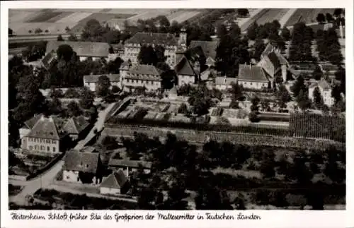 Ak Heitersheim im Schwarzwald, Schloss, Fliegeraufnahme