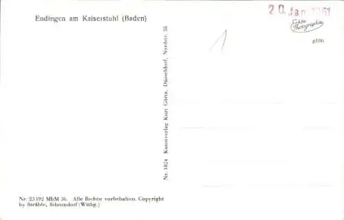 Ak Endingen am Kaiserstuhl, Ortsübersicht, Vogelschau